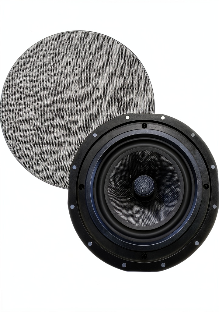 Installing Juke Audio Sky Speaker Ceiling Mount Woven Fiber on a wooden desk