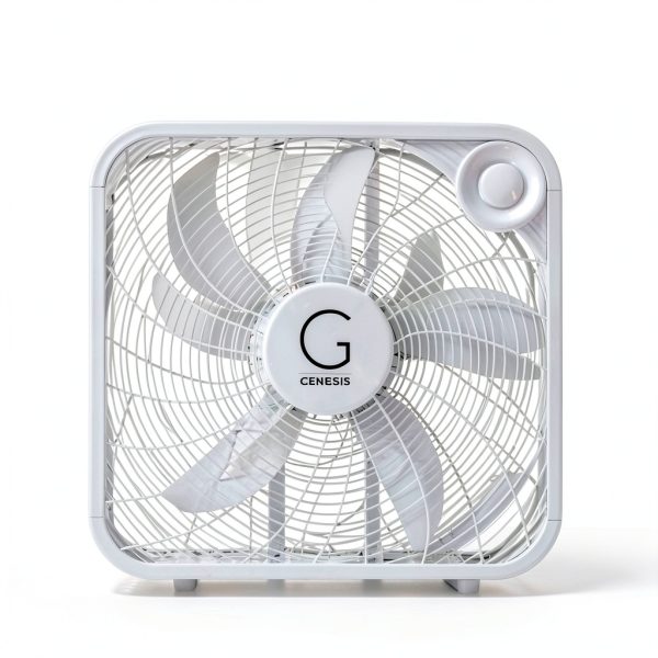Genesis 20 Inch Box Fan White Floor Fan 3 Speeds-1