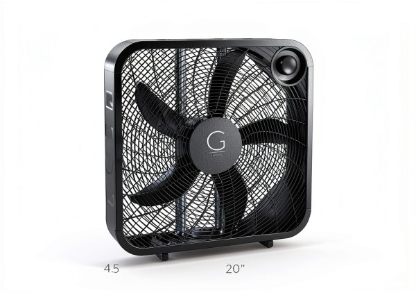 Genesis 20 Inch Box Fan Black High Velocity Floor Fan-4