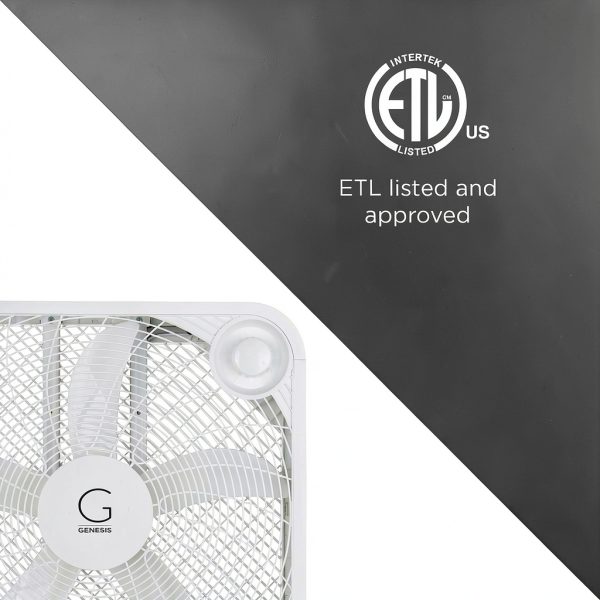 Genesis 20 Inch Box Fan White Floor Fan 3 Speeds-5