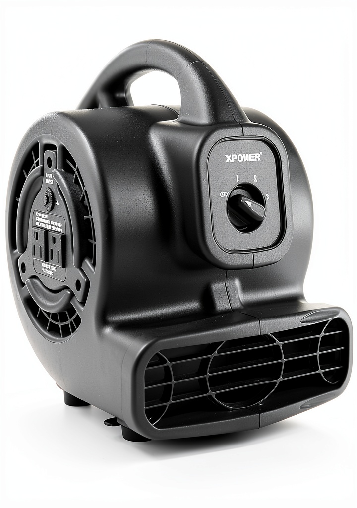 Installing XPOWER P-80A Air Mover Blower Fan Drying Ventilation on a wooden desk