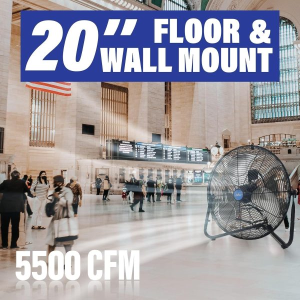 iLiving Floor Fan 160W Heavy Duty Metal Design-3