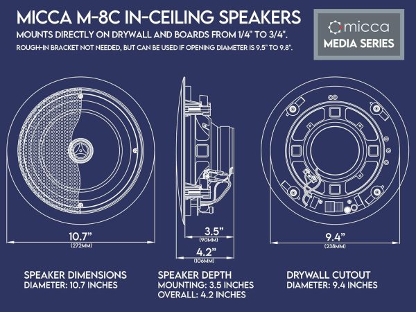 Micca M-8C In-Ceiling Speakers White-4