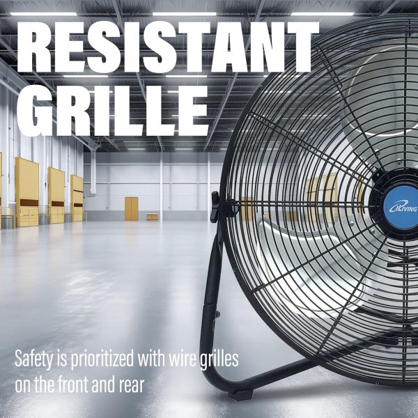 iLiving Floor Fan 160W Heavy Duty Metal Design-4