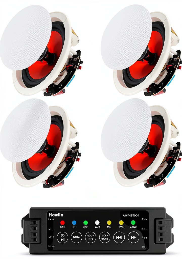 Herdio ceiling speaker installed in a modern living room ceiling